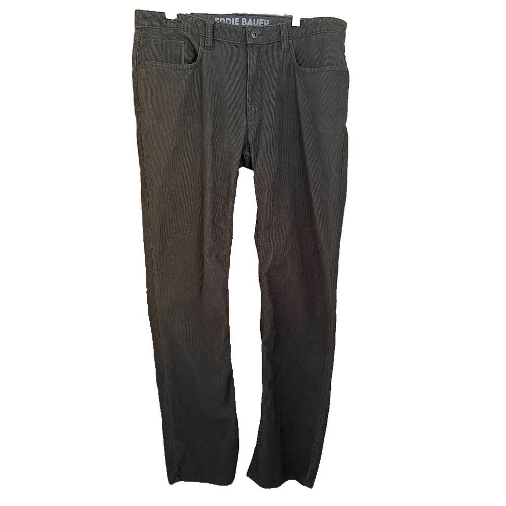 Eddie Bauer Gray Corduroy Pants Mens 36x34 Straight Fit Cotton Preppy Heritage